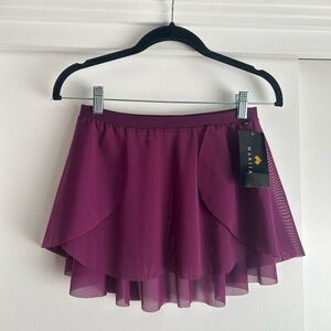 NWT Mariia Crown High-Low Pull-on mesh skirt - purple magenta eggplant ballet